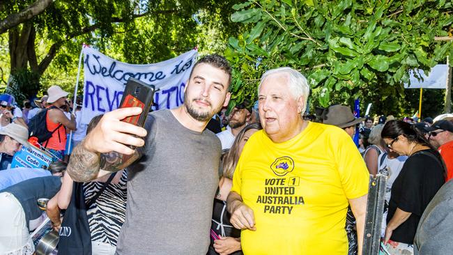 Clive Palmer at the Freedom Rally in the Brisbane CBD. Picture: Richard Walker