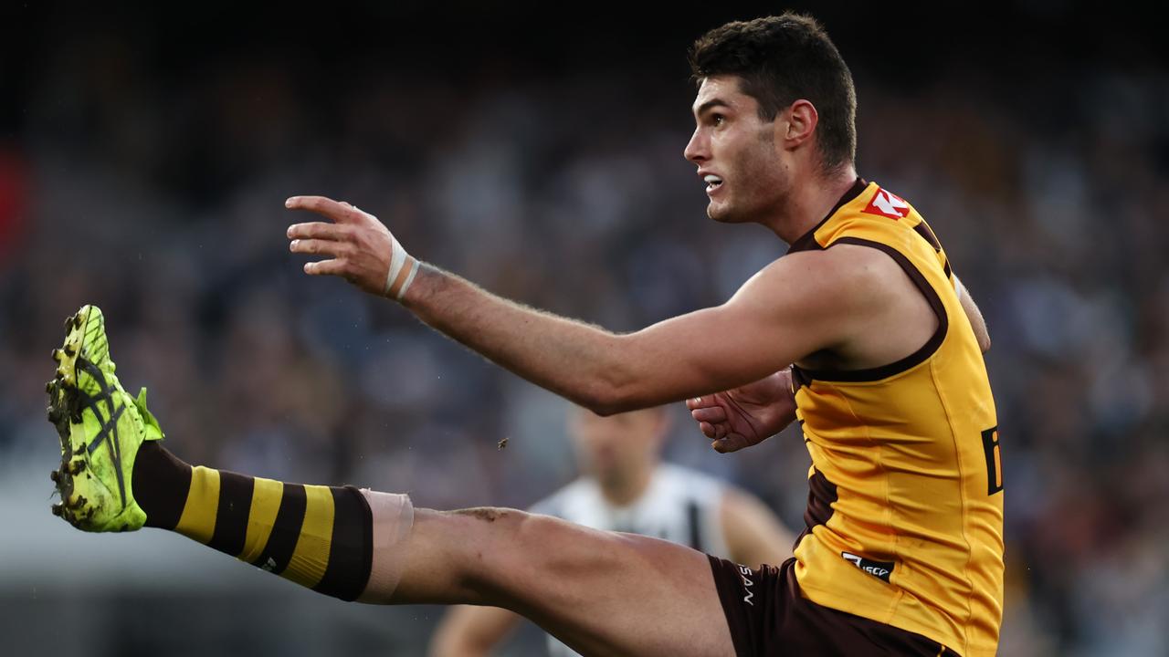 Hawthorn ruckman Ned Reeves is planning to take up tinkling the ivory in 2024. Picture: Michael Klein