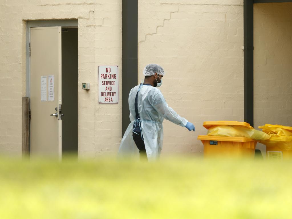 Hazardous waste is removed from St. Basil's Homes for the Aged in Fawkner. Picture: Darrian Traynor/Getty Images