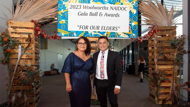 Naomi Anstess and Jerome Cubillo at the 2023 NAIDOC Ball. Picture: Pema Tamang Pakhrin