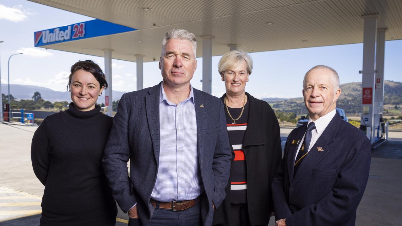 From left, veteran and RSL Tasmania member Amelia Hagger, RSL Tasmania CEO John Hardy, United Petroleum's head of Loyalty Judith Russell and RSL Tasmania Vice President Mike Gallagher. Picture: Richard Jupe.