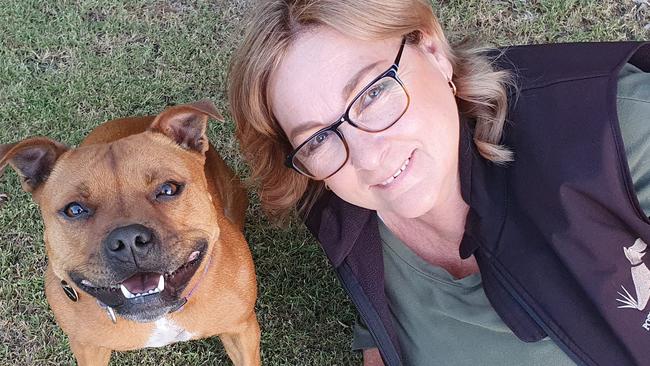 Barossa Valley dog trainer Sara Martin, pictured here with her two-year-old staffy, Gemma, left the corporate world to pursue her passion to help dogs and their owners. Picture: Supplied