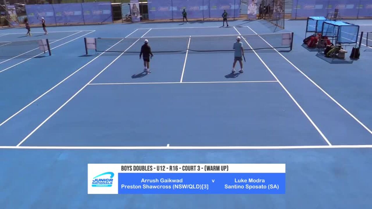 Replay: Arrush Gaikwad (NSW)/Preston Shawcross (QLD) [3] v Luke Modra (SA)/Santino Sposato (SA) (U12 boys doubles) - 2024 Australian Junior Hardcourt Championships Day 3