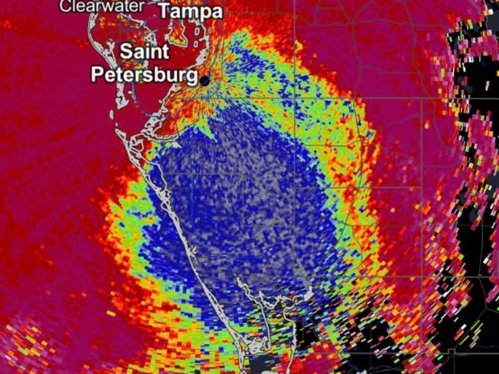 Keen eyed weather trackers claim there are several bird trapped in the eye of Hurricane Milton as it wreaks havoc across the US. Picture: Attic Radar