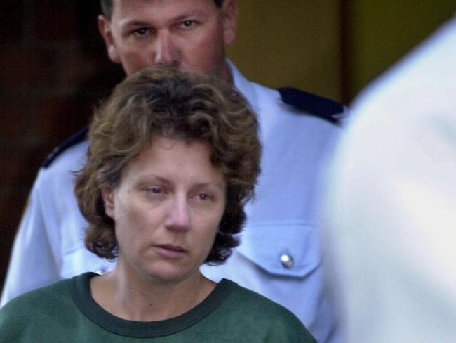 Kathleen Folbigg outside court in 2001 after being charged with murdering her children.