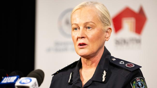 ADELAIDE/ KAURNA YARTA, AUSTRALIA - NewsWire Photos Thursday June 22, 2023: SAPOL Acting Commissioner Linda Williams speaks at a press conference regarding an Adelaide CBD police presence boost. Picture: NCA NewsWire / Morgan Sette