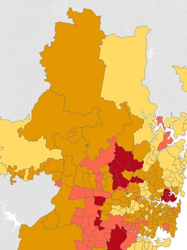 Dark red represents areas where more than 40 per cent of drivers will get relief under the new scheme.