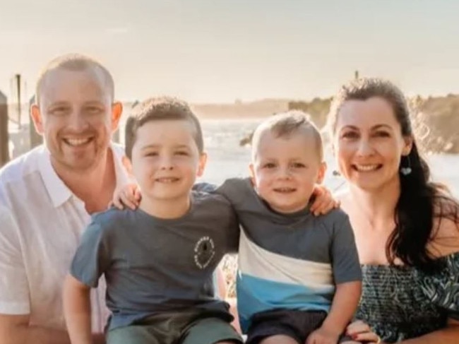 Tim Hillier with his wife Kristen and two young boys. In days a GoFundMe campaign has raised over $50,000.