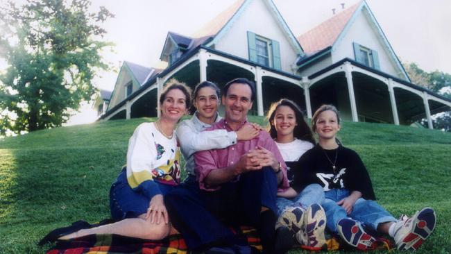 Paul and Annita Keating with Caroline, then 14, Katherine, 11, and Alexandra, 7, on the lawn outside Kirribilli House in 1993.