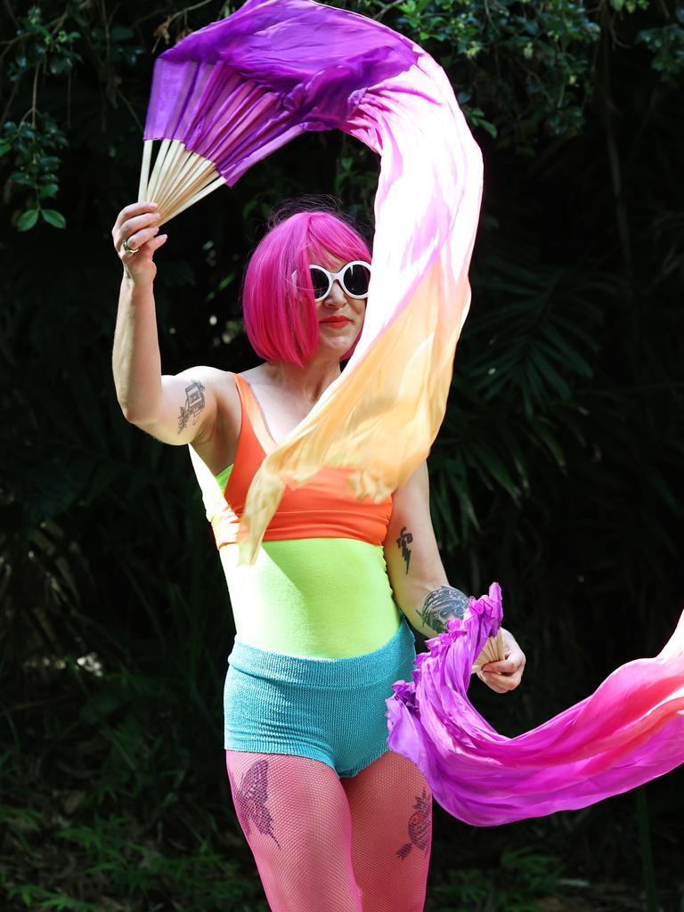 Nina Supernova of Buenos Nachos performs for the crowd at the Cairns Pride Festival's Pride Fair day, held at the Tanks Arts Centre, Edge Hill. Picture: Brendan Radke