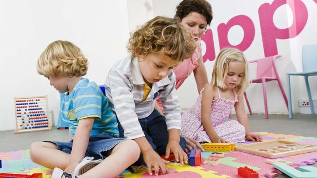 Generic image of a teacher playing with pre-school youngsters at a Child Care Centre. Picture: Thinkstock