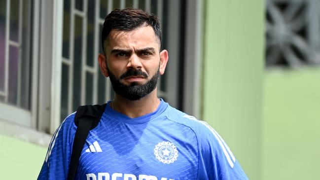 GEORGETOWN, GUYANA - JUNE 26: Virat Kohli of India during a net session as part of the ICC Men's T20 Cricket World Cup West Indies & USA 2024 at Providence Stadium on June 26, 2024 in Georgetown, Guyana. (Photo by Gareth Copley/Getty Images)