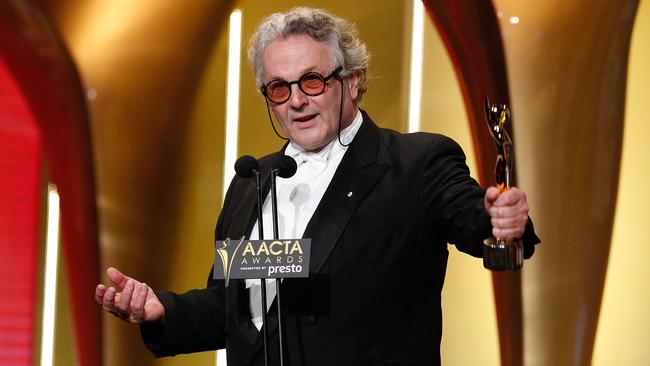 George Miller accepts the AACTA award for best direction in Sydney in December 2015.