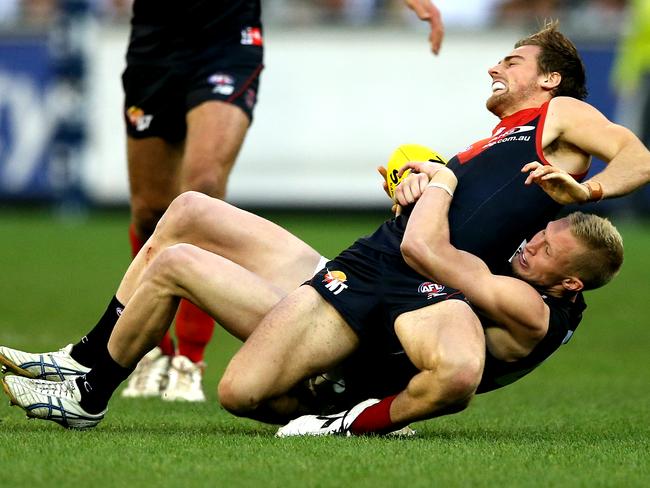 Jack Frost applied the clamps at the MCG, including during this tackle on Dom Tyson.