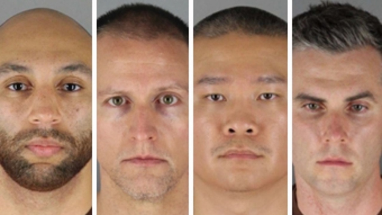 J. Alexander Kueng, Derek Chauvin, Tou Thao and Thomas Lane. Picture: Hennepin County Jail