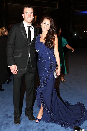 <p>Dane Swan and Taylor Wilson at the 2009 Brownlow. Picture: Chris Scott</p>