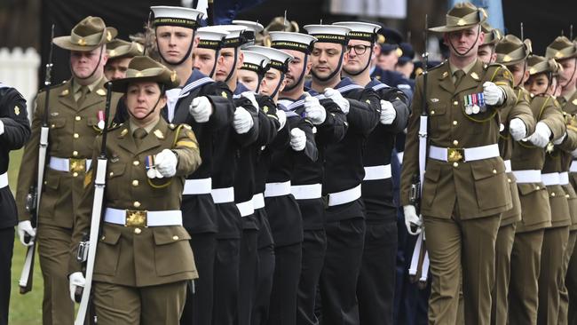 CANBERRA, AUSTRALIA, NewsWire Photos. AUGUST 18, 2023: Australian Defence Force marching at the commemorative service to mark the 50th anniversary of the end of Australia's involvement in the Vietnam War on ANZAC Parade in Canberra. Picture: NCA NewsWire / Martin Ollman