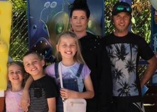 Jacinta and Dan Foulds with their children (from left) Indy, Cory and Lily. 