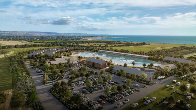 South Australia’s picturesque Fleurieu Peninsula will soon be home to a world-class surf park and tourism destination, with plans for ‘The Break Surf & Stay’ unveiled. Picture: Supplied
