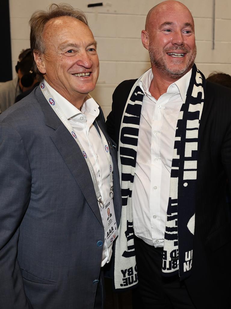 Brian Cook and Carlton president Luke Sayers. Picture: Michael Klein