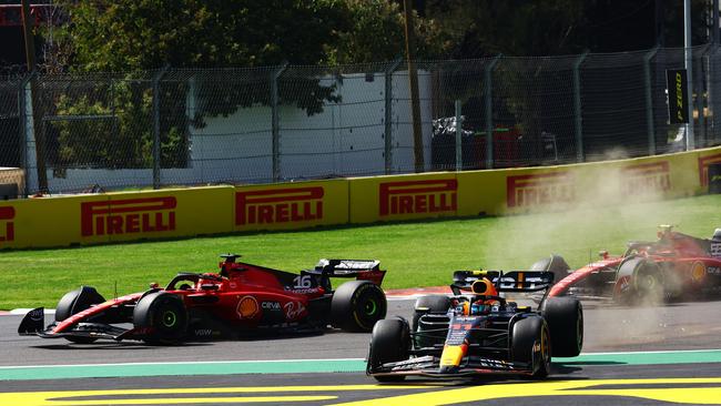 Sergio Perez suffers a lap one wipe out. Picture: Getty