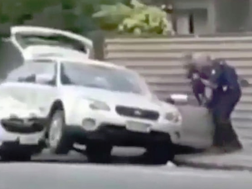 Brave police officers dragged the shooter from his station wagon. Picture: Supplied