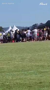 Koori footy brawl, first punch thrown