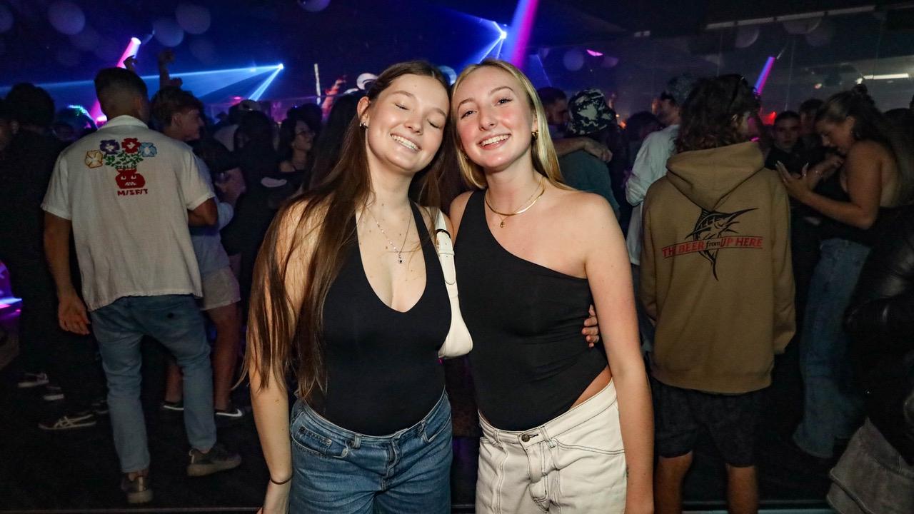 Alyssa Philp and Kayla Stevens at Cocktails Nightclub. Picture: Kitt O'Halloran