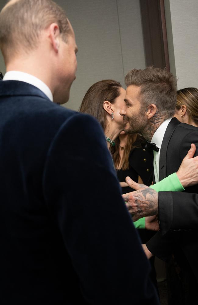 Prince William, Prince of Wales, Catherine, Princess of Wales and David Beckham backstage after The Earthshot Prize 2022 at MGM Music Hall at Fenway. Picture: WireImage