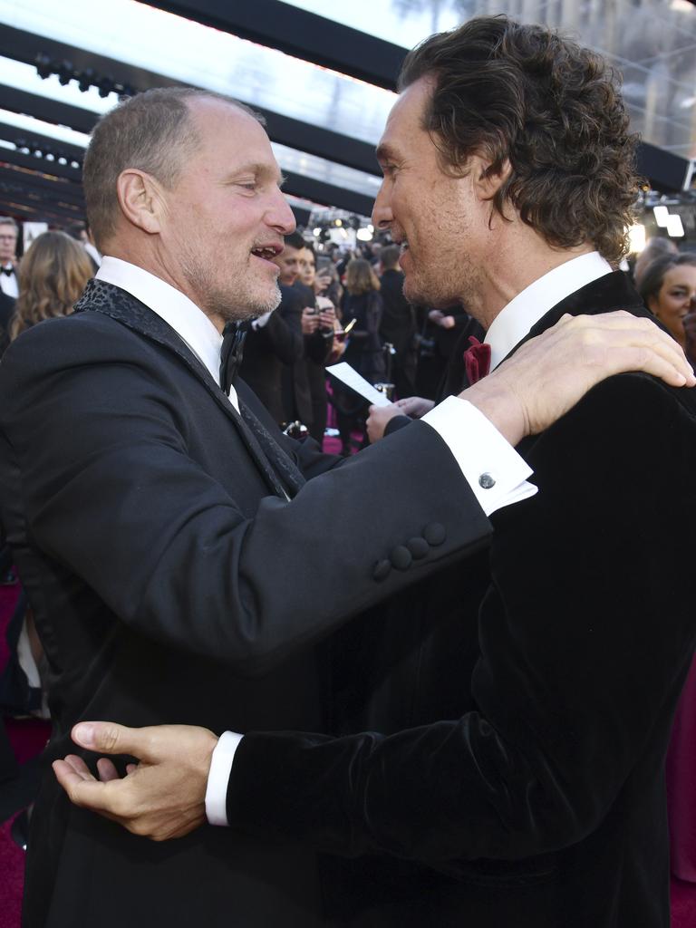 Woody Harrelson and Matthew McConaughey attend the 90th Annual Academy Awards on March 4, 2018 in Hollywood, California. Picture: AP