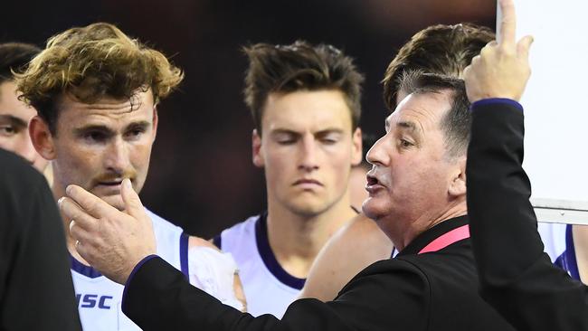 Ross Lyon referenced Essendon’s long finals drought during a radio interview on Monday. Picture: Quinn Rooney/Getty Images;