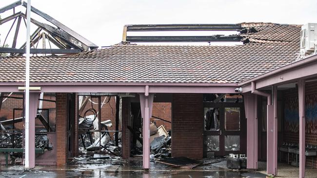 The blaze destroyed the interior of the school. Picture: Sarah Matray