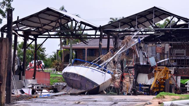 FLOOD DEBRIS: The severely damaged Bundaberg Slipways. Photo: Scottie Simmonds / NewsMail