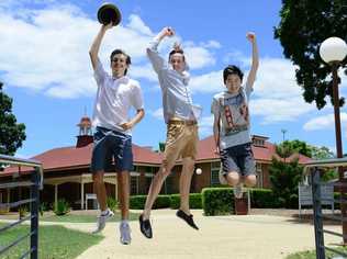 Liam Brandish and Campbell Owbridge of St Edmund's College and Man Kit Lam of Bremer State High School all received OP1 rankings following their Year 12 studies. . Picture: David Nielsen