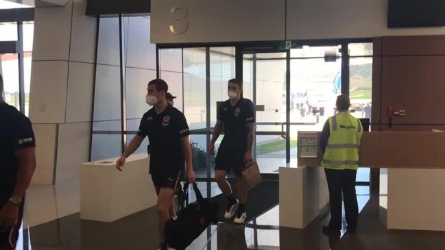 Sydney Roosters arrive at Wellcamp Airport