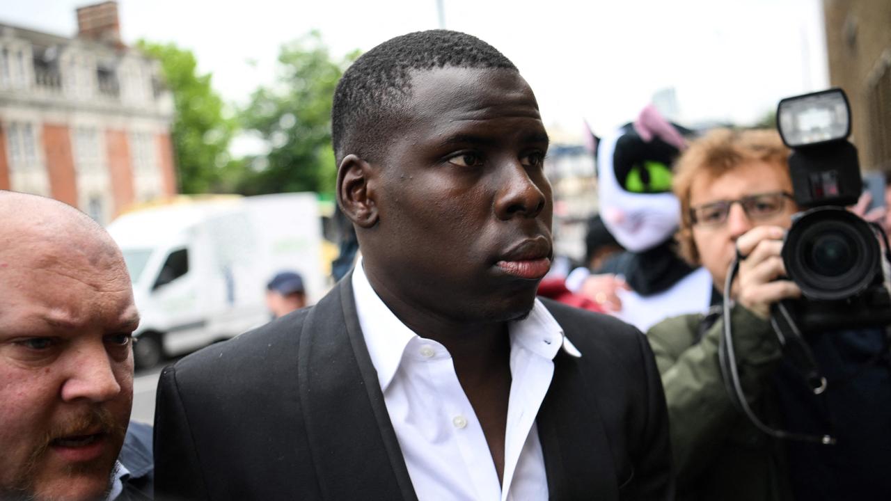 West Ham's French defender Kurt Zouma arrives at Thames Magistrates' Court in London. (Photo by Daniel LEAL / AFP)