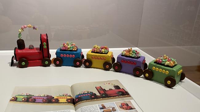 Bendigo Art Gallery installation celebrating 90 years of the Australian Women's Weekly, including the iconic train cake. Picture: Julieanne Strachan