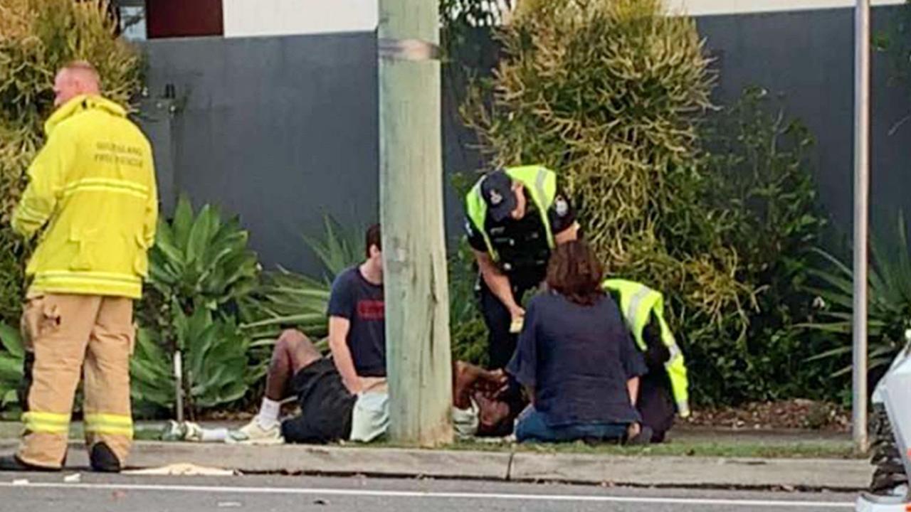 The scene of a car crash in Brisbane last Friday involving Brisbane Broncos player Ezra Mam. Picture: Supplied.