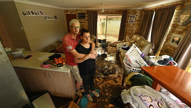 Troy and Jess Clabrough’s Bray Park home has been flooded for the second time in two years. Picture: Lyndon Mechielsen