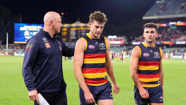 “They’re not going to sack the coach.” writes Graham Cornes on Crow’s coach Matthew Nicks. Photo by Sarah Reed/AFL Photos via Getty Images