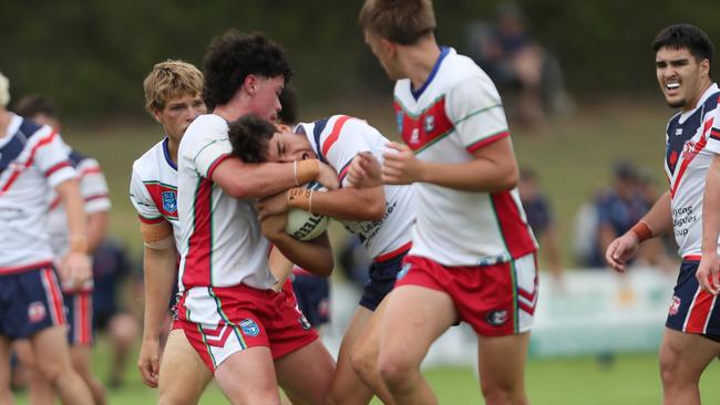 Mitchell Brophy (defender, left) has been one of Monaro’s best. Picture: Sue Graham