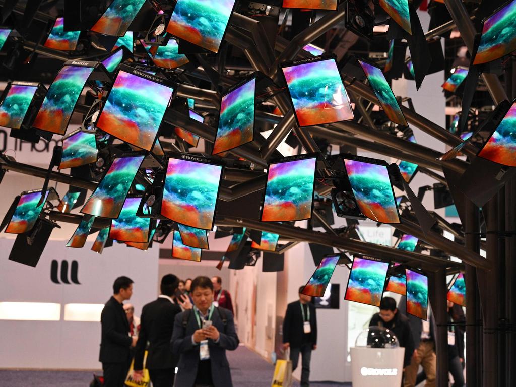 Royole FlexPai foldable smartphones are displayed at CES. Picture: Robyn Beck