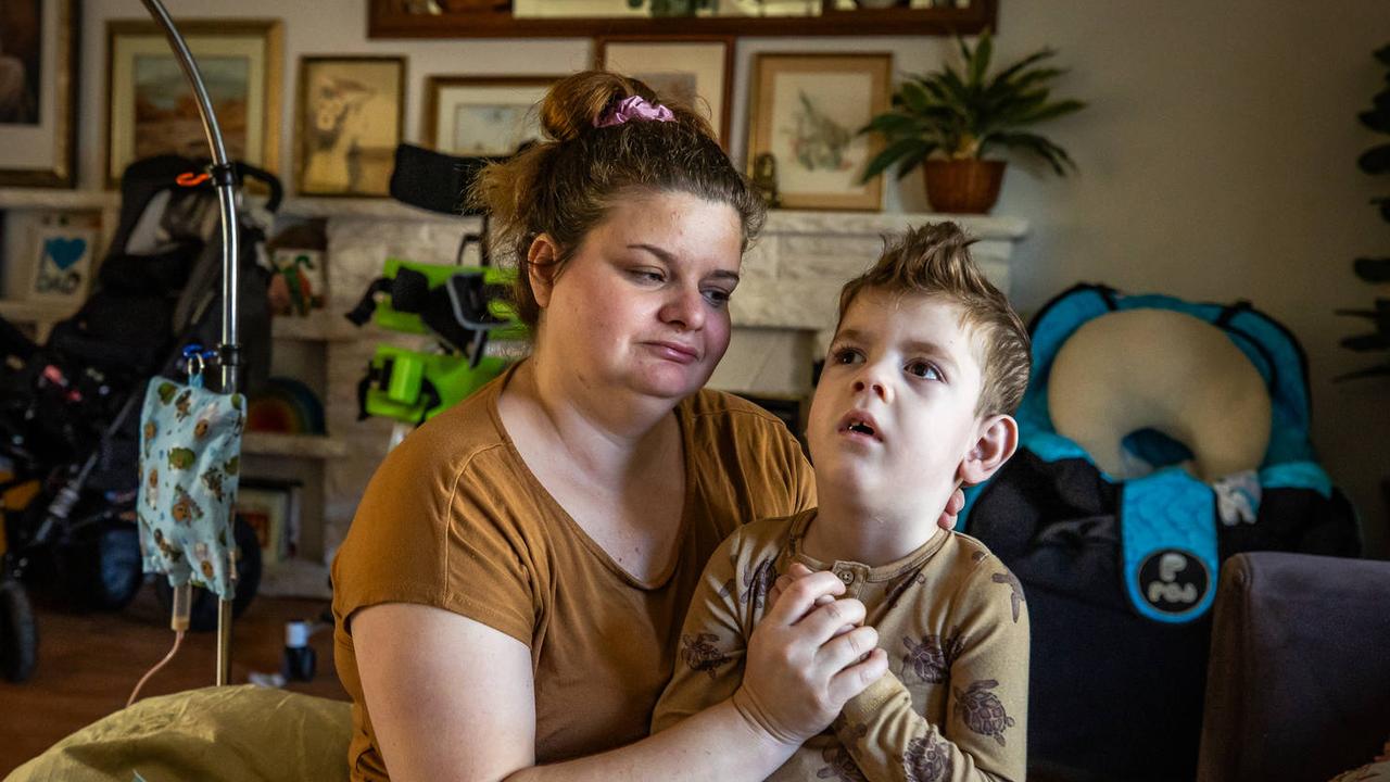 Katie Fattel and her son Cassian are being forced out of their Woodville home and have waited eight months for a Housing Trust spot. Picture: Tom Huntley