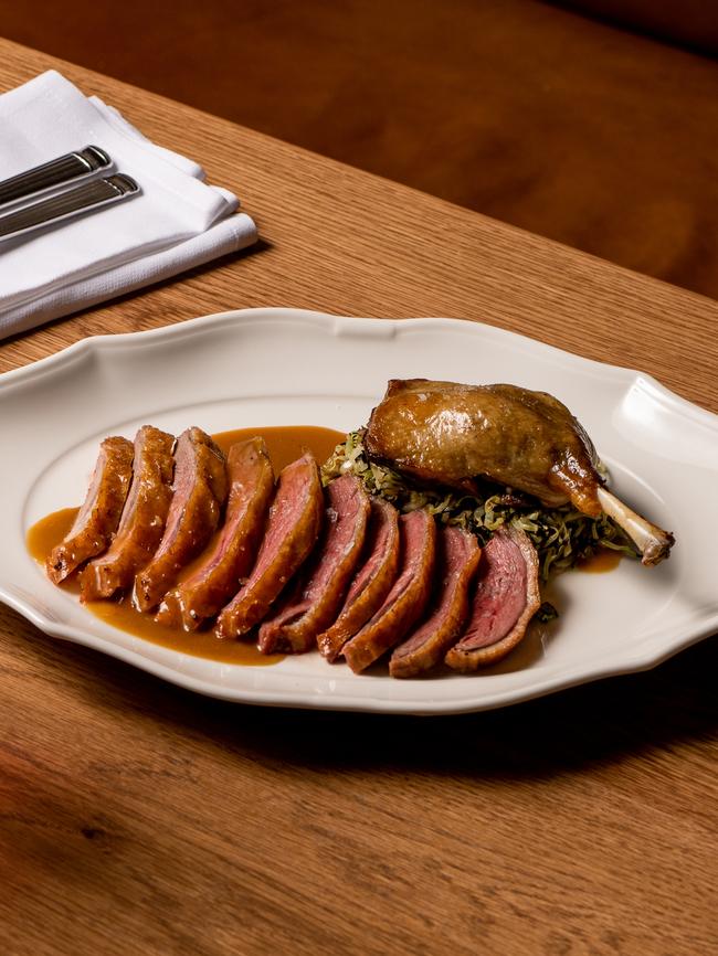 Half great ocean duck, sugarloaf cabbage, jus gras. Photo: Petrina Tinslay