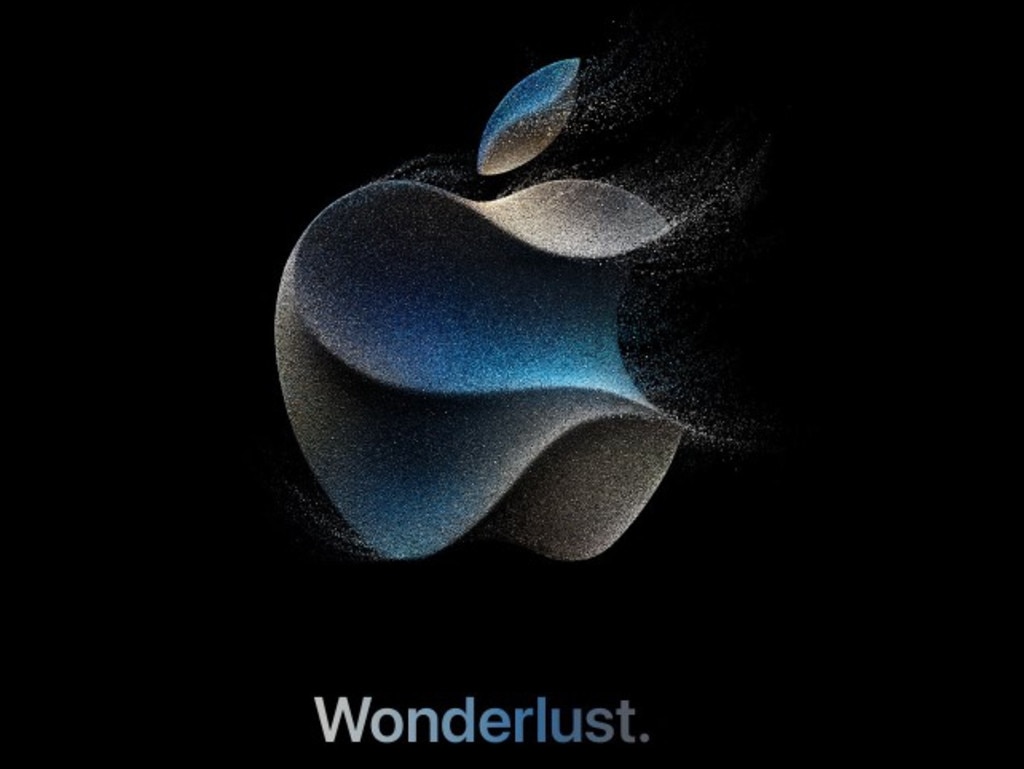 Some believe Apple’s logo for the event hints at titanium. Picture: Apple.