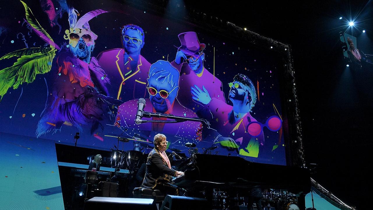 Elton John performing his 'Farewell Yellow Brick Road' tour at Madison Square Garden.