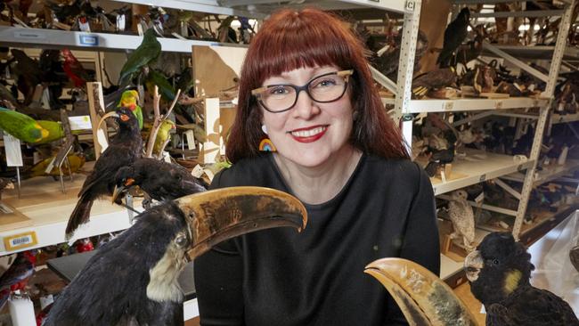 Bec Carland with some of the backroom exhibits at the Melbourne Museum.