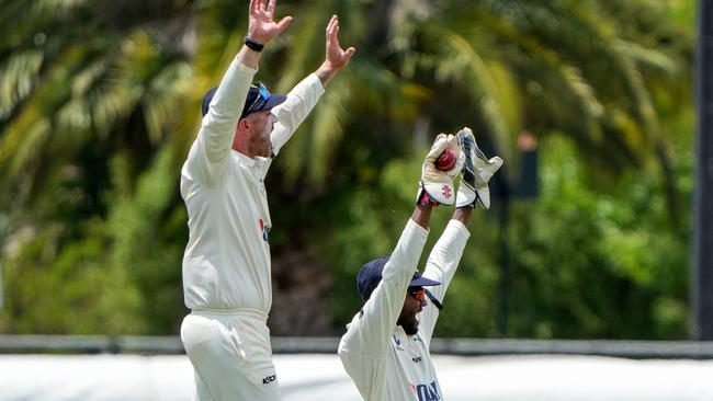 VSDCA: Oakleigh v Altona at Warrawee Park. December 7th 2024. Wicket of Connor Brown, caught by Bhanuka Samarakkody off the bowling of Alexander Jones. Picture : George Sal