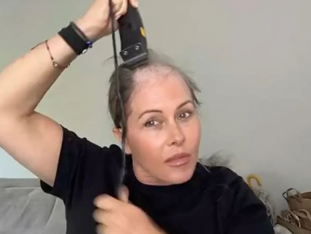 Actress Nicole Eggert has bravely shaved her head amid cancer battle. Picture: Instagram