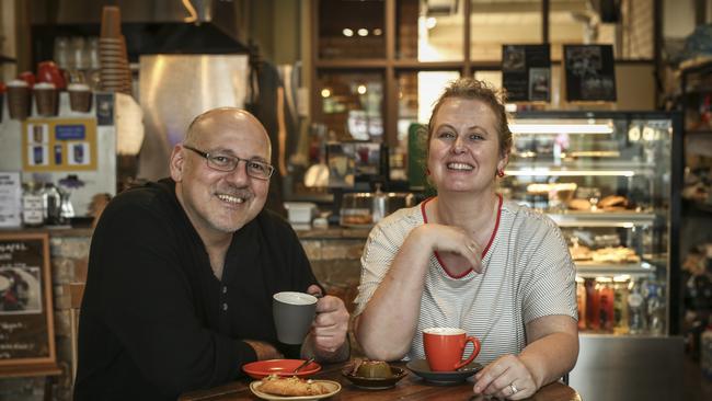 Erica and Naji Rizk at their Erindale cafe, The Rustic Fig. Picture: AAP/ Mike Burton